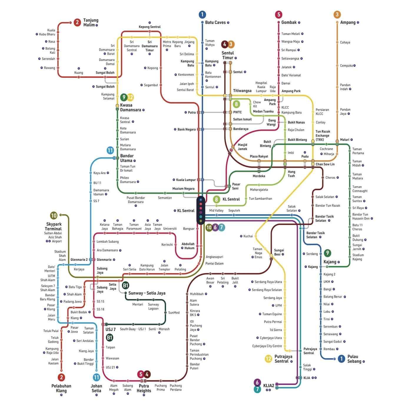 Mapa do Transporte em Kuala Lumpur