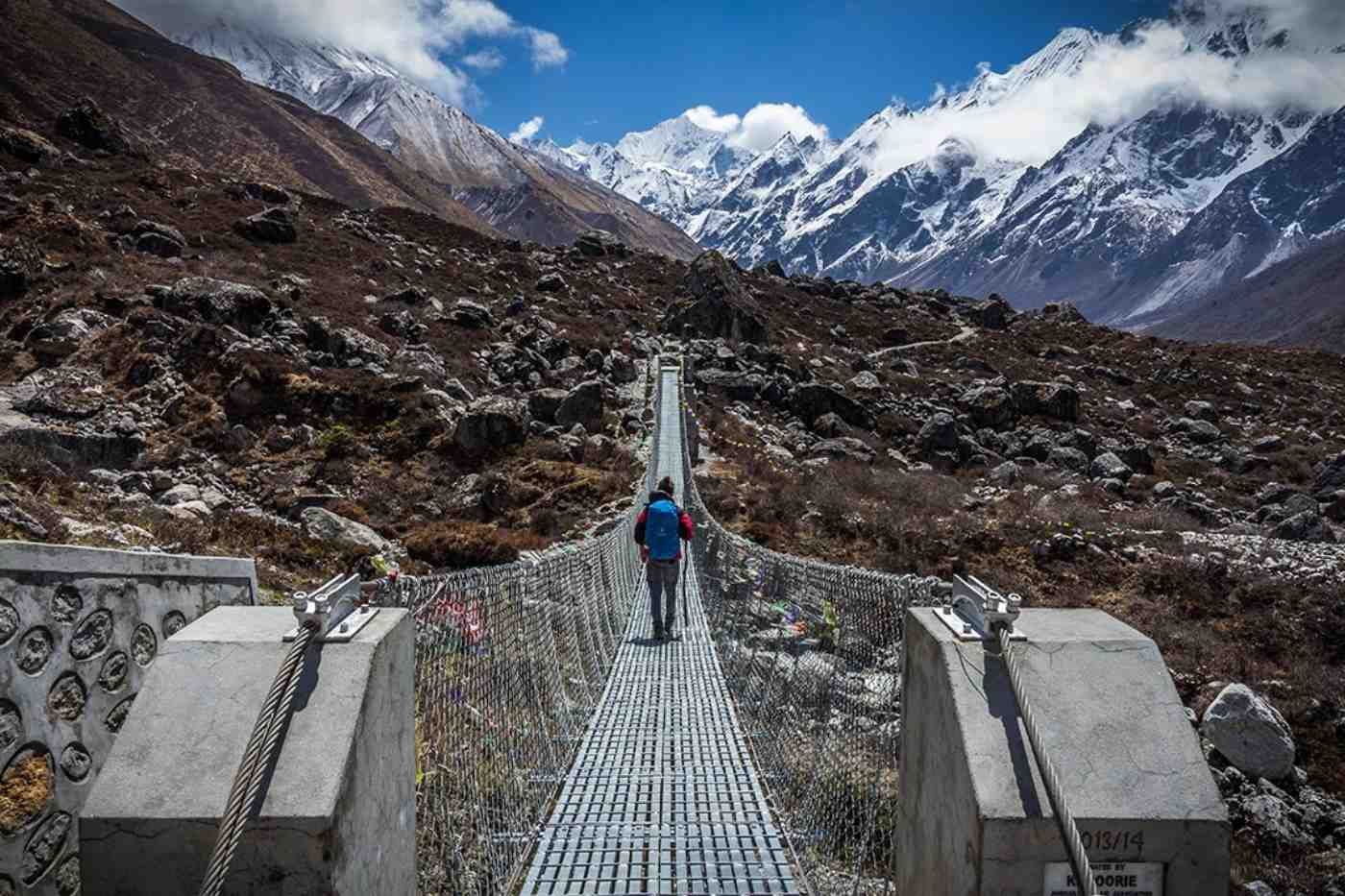 Ponte no trekking Langtang no Nepal