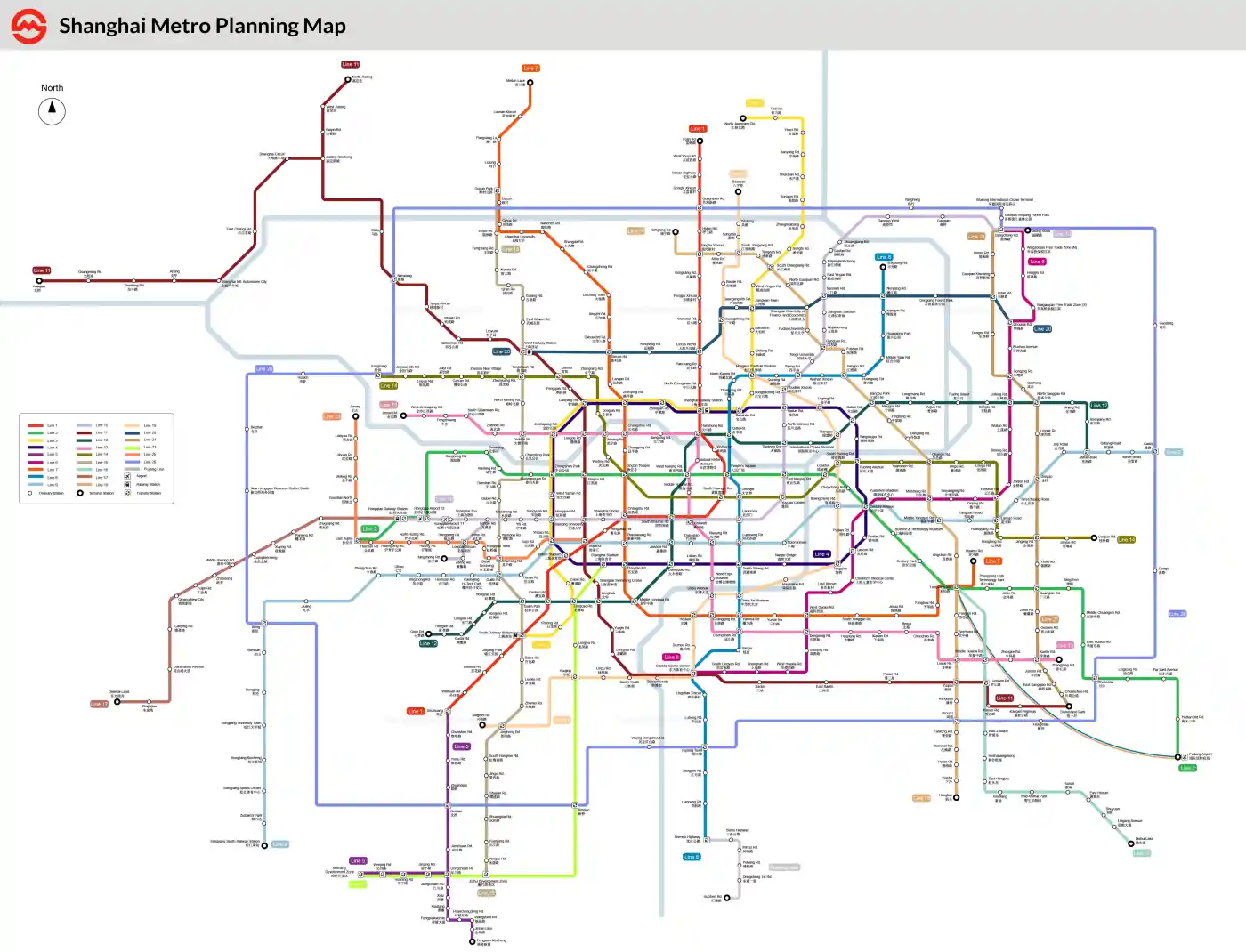 Mapa do Metrô de Xangai