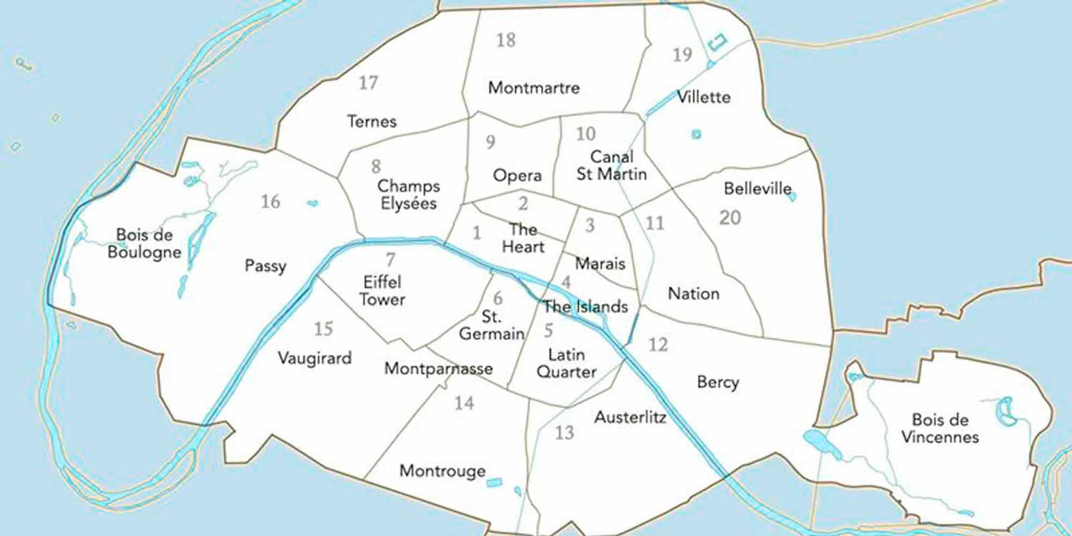 Mapa dos bairro onde ficar em Paris
